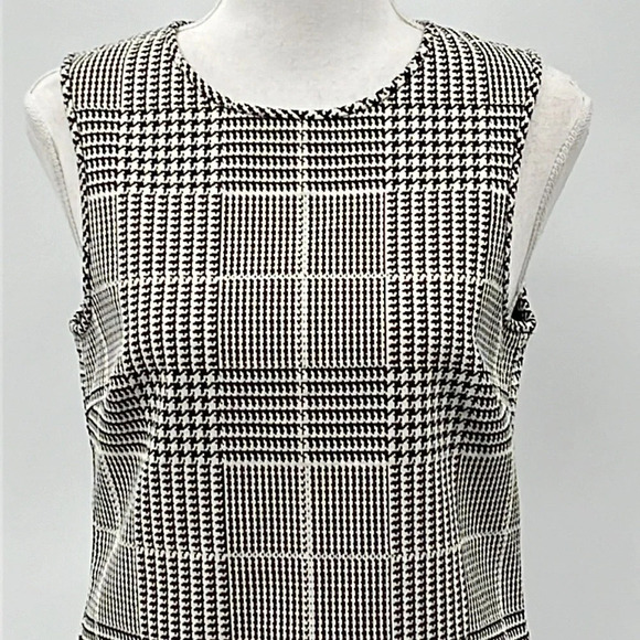 Theory Adraya Plaid Houndstooth Sleeveless Shift Dress in Black & White - Size 2 - Picture 3 of 9